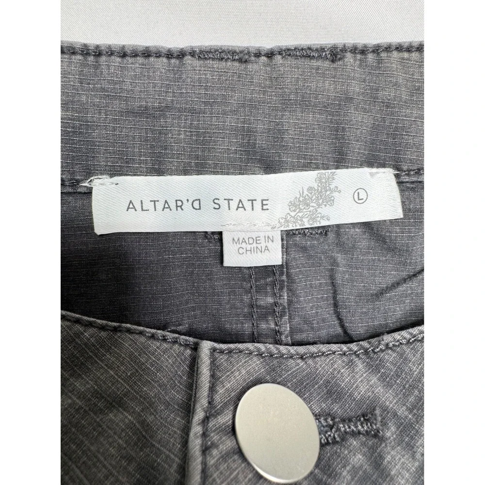 NWT Altar'd State Womens Cargo Mini Skirt Dark Gray Utility Pockets Size L